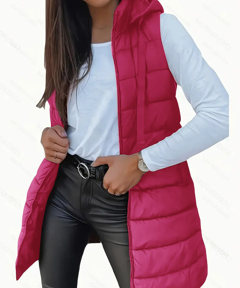 Raquel - Ležerni dugi prsluk s kapuljačom bez rukava