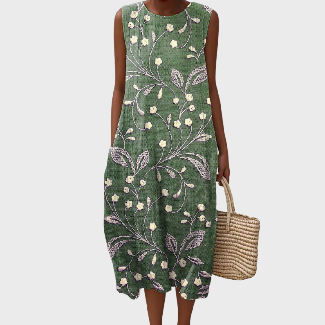 Lara - Opuštena cvjetna haljina od pamuka